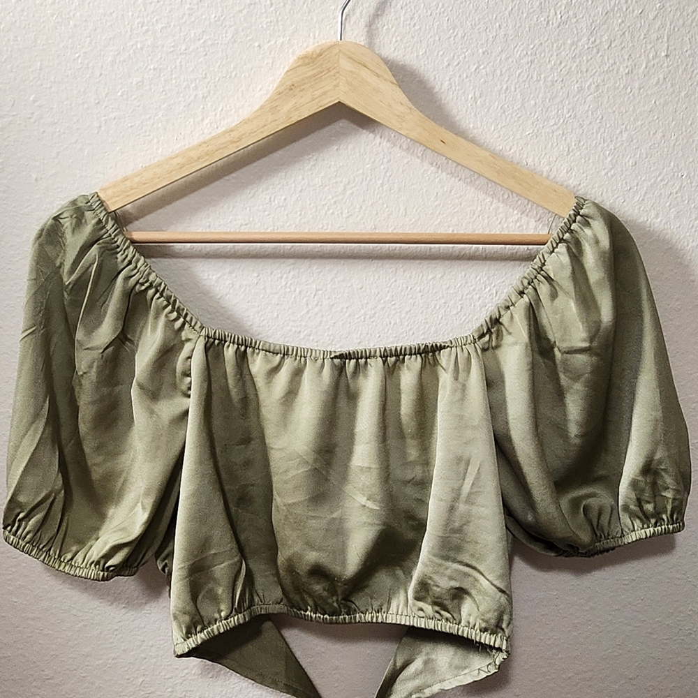 Olive Green Women's Crop Top - Picture 4 of 5